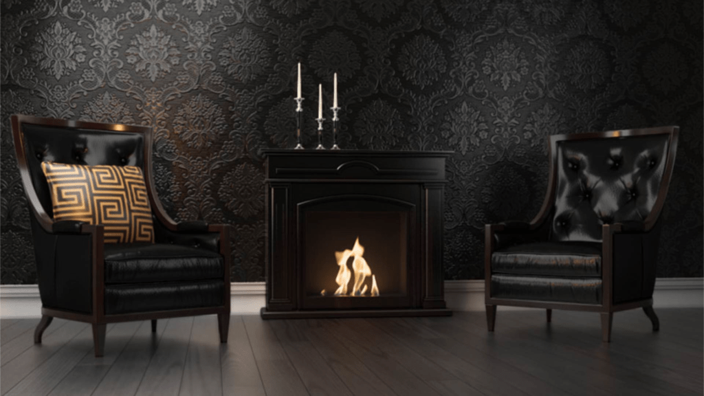 czarny portal kominkowy biokominek