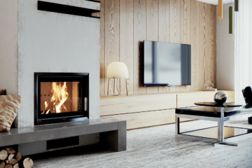 kominek z płaszczem wodnym Warszawa, kominki nowoczesnej zabudowie