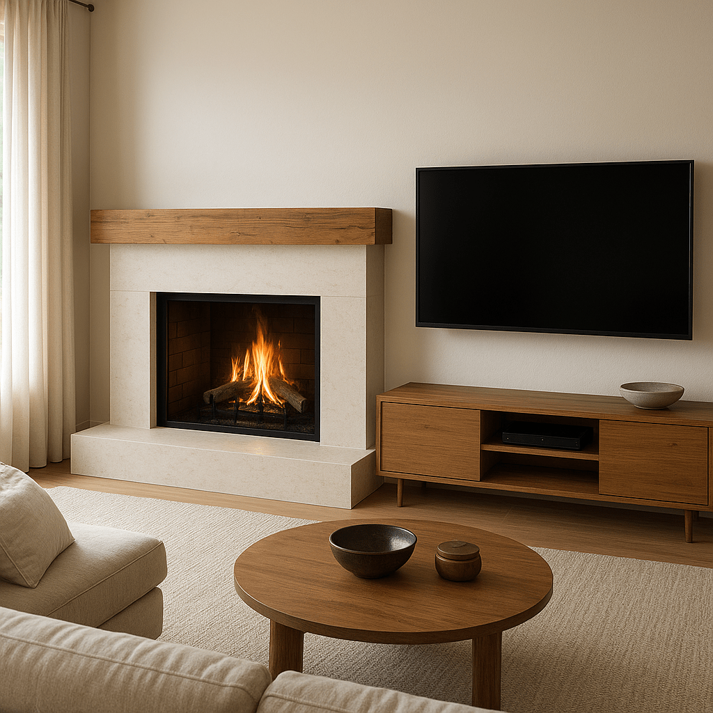 Kominki w salonie z telewizorem – jak to zorganizować