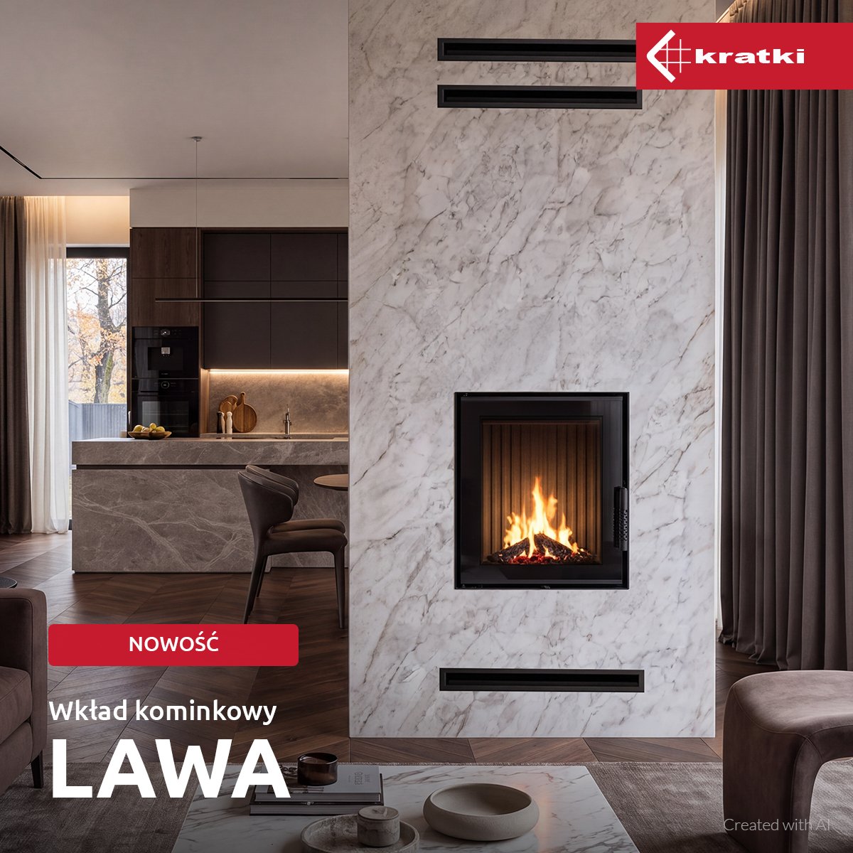 Kominek stalowy LAWA 9 kW