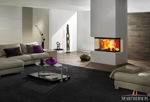 Trójstronny nowoczesny kominek z obudową płytami, Kwidzyn, Malbork 
